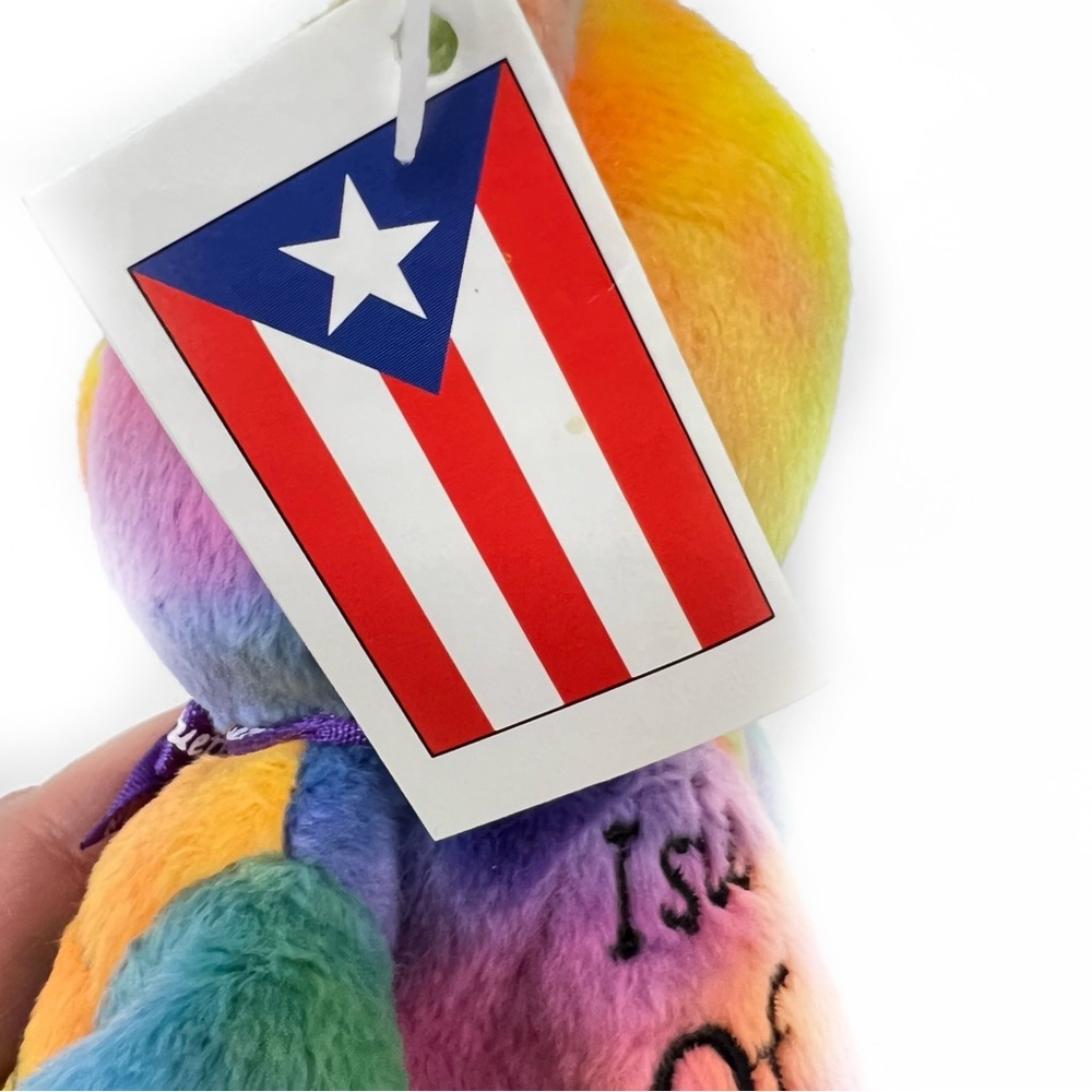 Puerto Rico "Isle of Enchantment" Symbolz State Pride Bear Rainbow Tie-Dye Plush - Picture 6 of 15